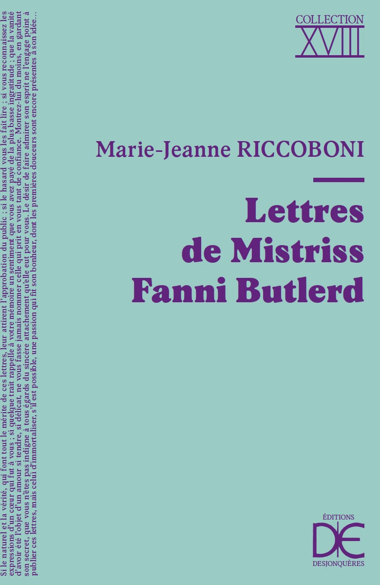 Lettres Fanni Butlerd- Riccoboni